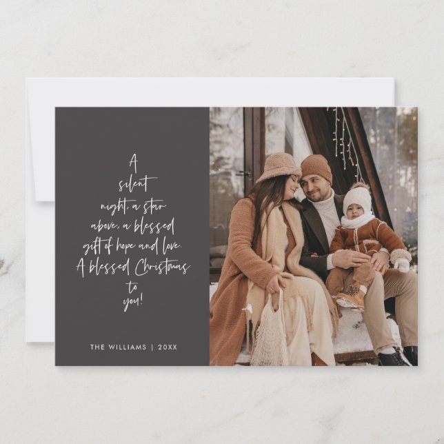 Religious, Merry Christmas, Christian Family Photo Holiday Card (Front)
