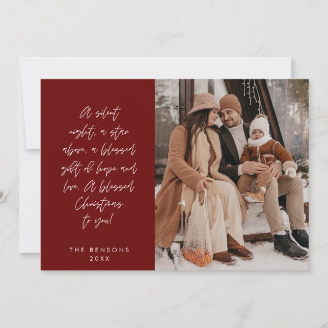 Religious, Merry Christmas, Christian Family Photo Holiday Card (Front)