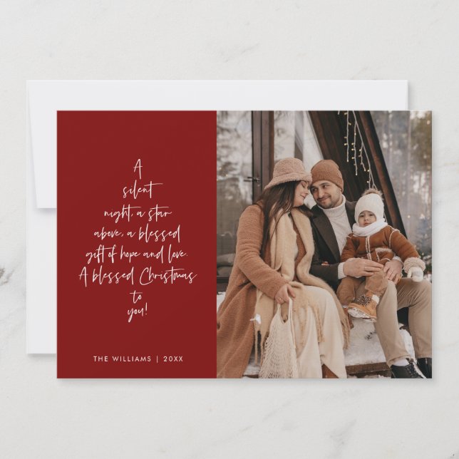 Religious, Merry Christmas, Christian Family Photo Holiday Card (Front)
