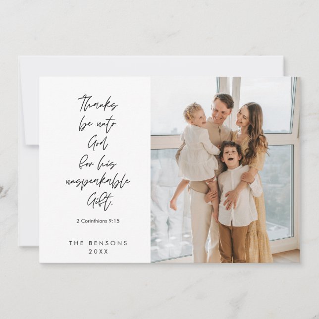 Religious, Merry Christmas, Christian Family Photo Holiday Card (Front)