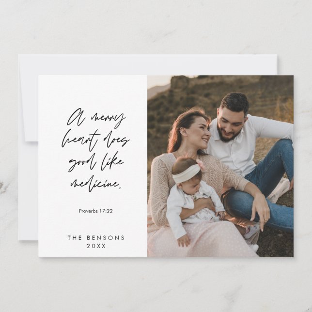 Religious, Merry Christmas, Christian Family Photo Holiday Card (Front)