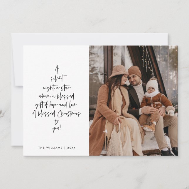 Religious, Merry Christmas, Christian Family Photo Holiday Card (Front)