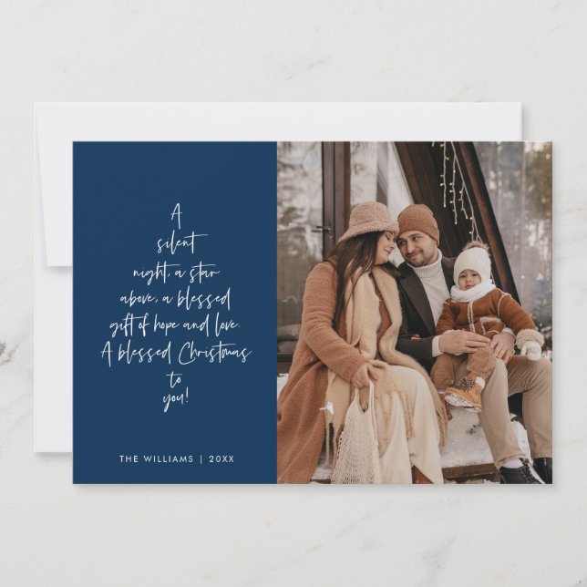 Religious, Merry Christmas, Christian Family Photo Holiday Card (Front)