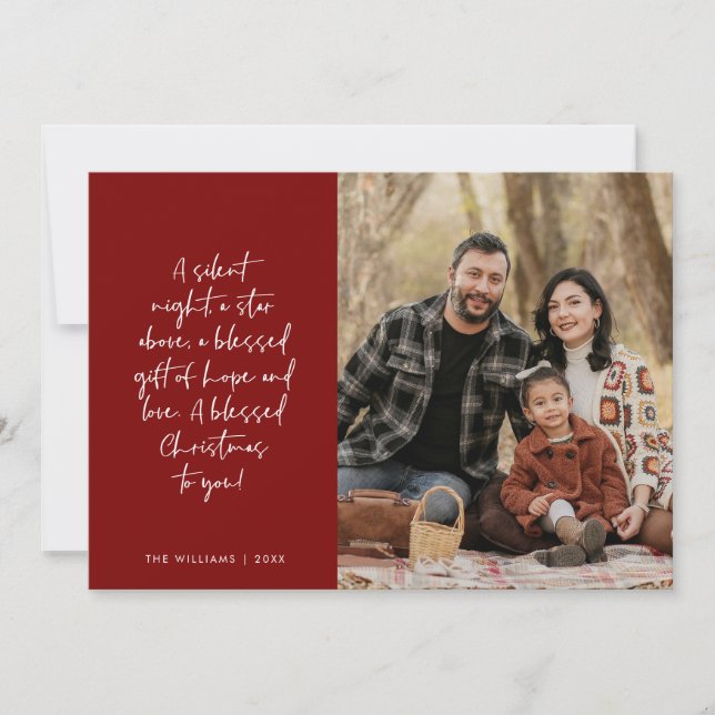 Religious, Merry Christmas, Christian Family Photo Holiday Card (Front)