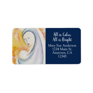 Religious Modern Christmas Madonna and Child Label