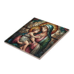 Religious mother and child tile