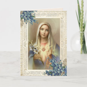 Religious Mothers Day Blessed Virgin Mary Floral Card
