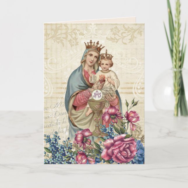 Religious Mothers Day Virgin Mary Jesus Eucharist Card (Front)