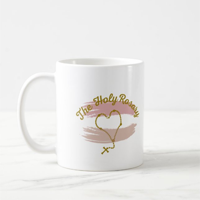 Religious Mug, Catholic Coffee Mug,  Holy Rosary Mug (Left)