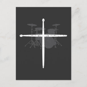 Religious Musician Drum Sticks Cross Drummer Postcard