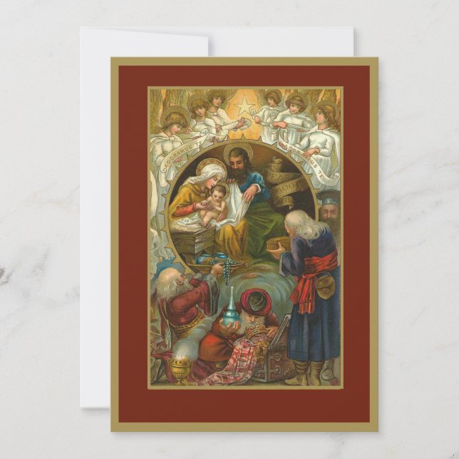 Religious Nativity Jesus Mary Joseph Three Kings Holiday Card (Front)