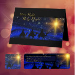 Religious Nativity Navy Blue Christmas  Square Sticker<br><div class="desc">Religious Nativity Navy Blue Christmas Square Sticker for envelopes, packages or other seasonal uses. The spiritual sacredness of God's Holy night is captured in this modern elegant classic Christmas scene square sticker that has a matching Christmas card and address labels in this store's collection. Can also be used on packages,...</div>