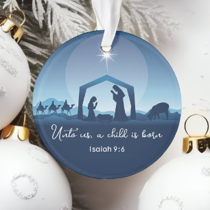 Religious Nativity Scene Bible Verse Christmas Ornament