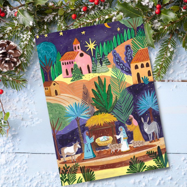 Religious Nativity Scene Glory to God Christmas Holiday Postcard (Religious Nativity Scene Glory to God Christmas Holiday Postcard)