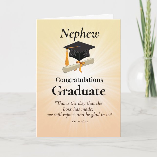Religious Nephew Graduation Congratulate Christian Card (Front)