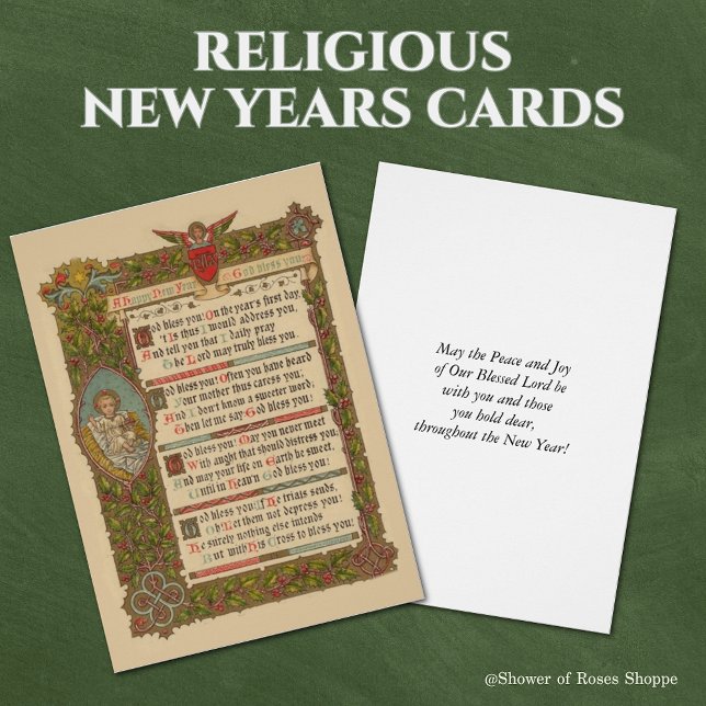 Religious New Year Prayer Vintage Christian (Religious New Years Cards that are easy to personalize!)