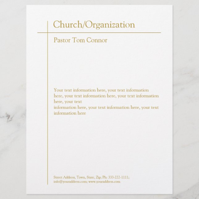Religious Organisation Golden Cross Minimal Custom Letterhead (Front)