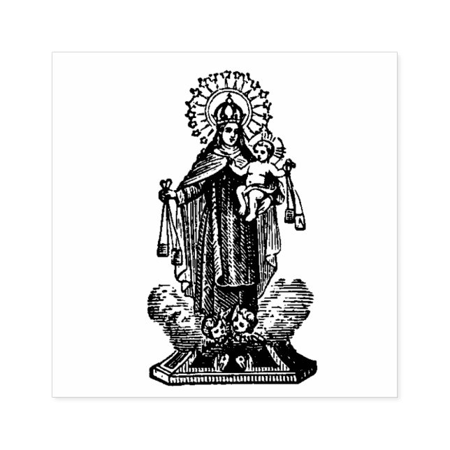 Religious Our Lady of Mount Carmel w Scapular Rubber Stamp (Imprint)