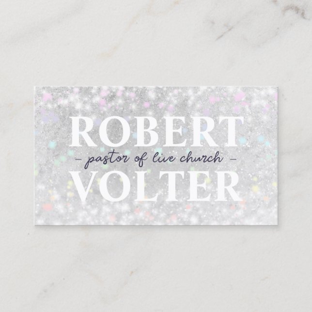 Religious Pastor Card In White Shimmering Snow (Front)
