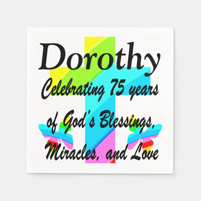 RELIGIOUS PERSONALIZED 75TH BIRTHDAY NAPKINS (Front)