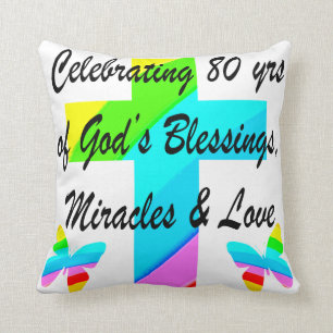 RELIGIOUS PERSONALIZED 80TH BIRTHDAY DESIGN CUSHION