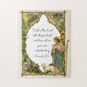 Religious Proverbs 3:5 Scripture Jesus Shepherd Jigsaw Puzzle