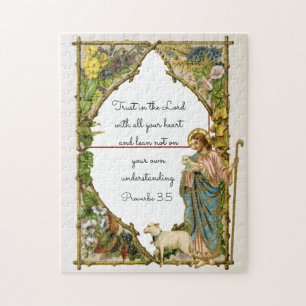Religious Proverbs 3:5 Scripture Jesus Shepherd Jigsaw Puzzle