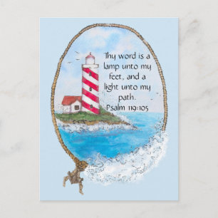 Religious Psalm Lighthouse Ocean Postcard