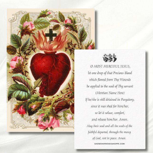 Religious Sacred Heart Prayer for Departed Soul Place Card (Creator Uploaded)