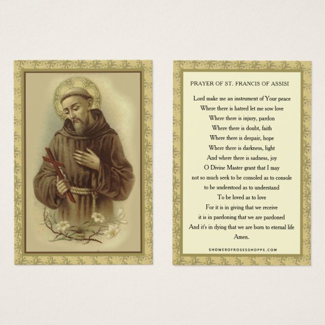 RELIGIOUS SAINT FRANCIS ASSISI PRAYER PRIEST (Front & Back)