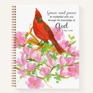 Religious Scripture 2 Peter Cardinal Magnolia Pray Notebook