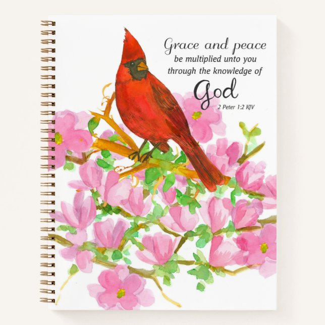 Religious Scripture 2 Peter Cardinal Magnolia Pray Notebook (Front)