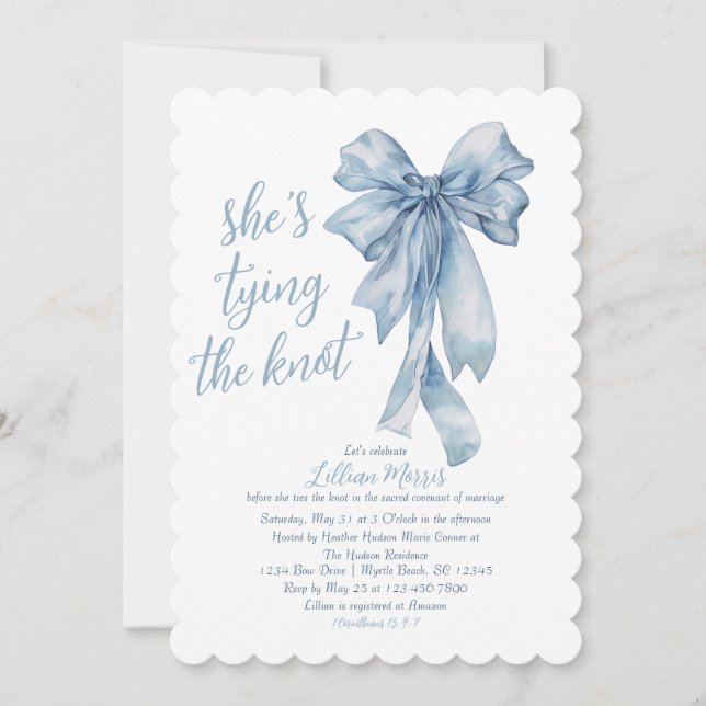 Religious She's Tying the Knot Bridal Shower  Invitation (Front)