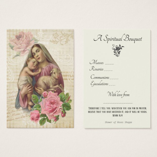 Religious Spiritual Bouquet Prayer Holy Card (Front & Back)