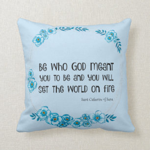 Religious St. Catherine of Siena Quote Floral  Cushion