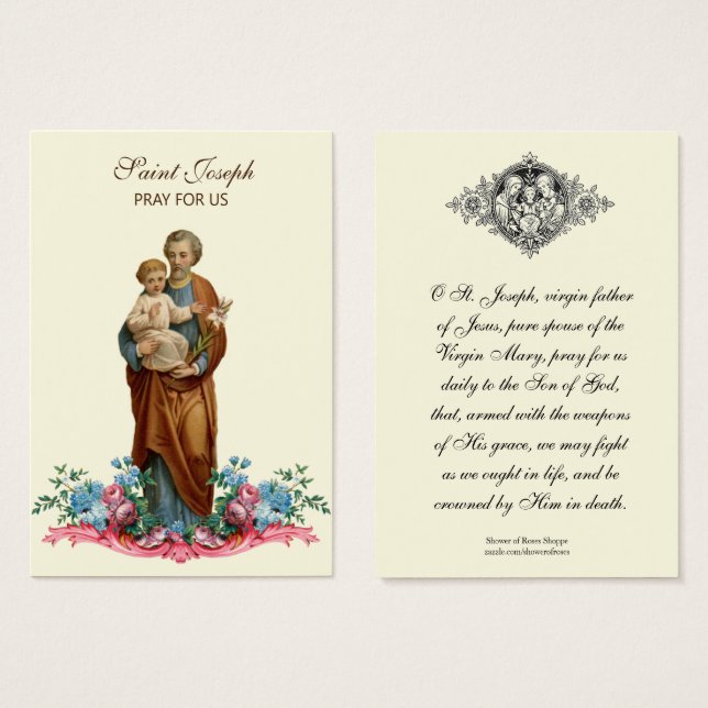 Religious St. Joseph Memorare Prayer Holy Card (Front & Back)