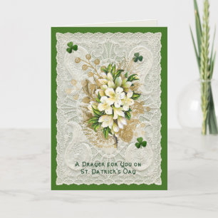 Religious St. Patricks Day Prayer Shamrocks Holiday Card