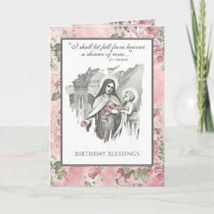 Religious St. Therese Catholic Nun Floral Card