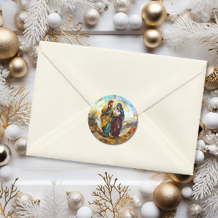 Religious Stained Glass Holiday Family Classic Round Sticker