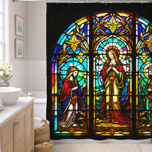 Religious Stained Glass Shower Curtain