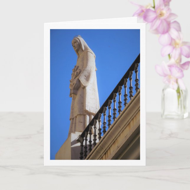 Religious Statue, Valencia City, España Card (Orchid)