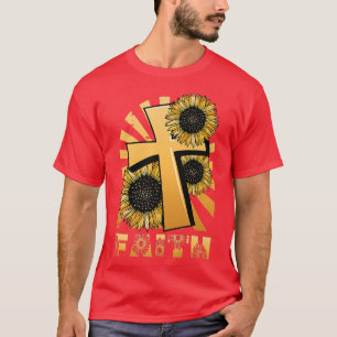 Religious Sunflower Cross Christian Faith Premium T-Shirt