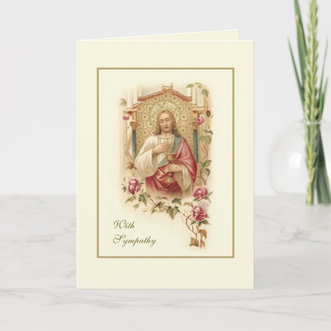 Religious Sympathy Sacred Heart Scripture Prayer Card (Front)