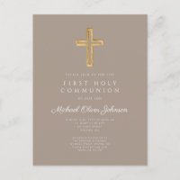 Religious Taupe Beige Boy First Communion