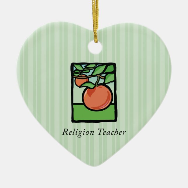 Religious Teacher Thank You, Apple Ceramic Tree Decoration (Front)
