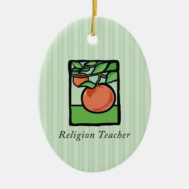 Religious Teacher Thank You, Apple Ceramic Tree Decoration (Front)