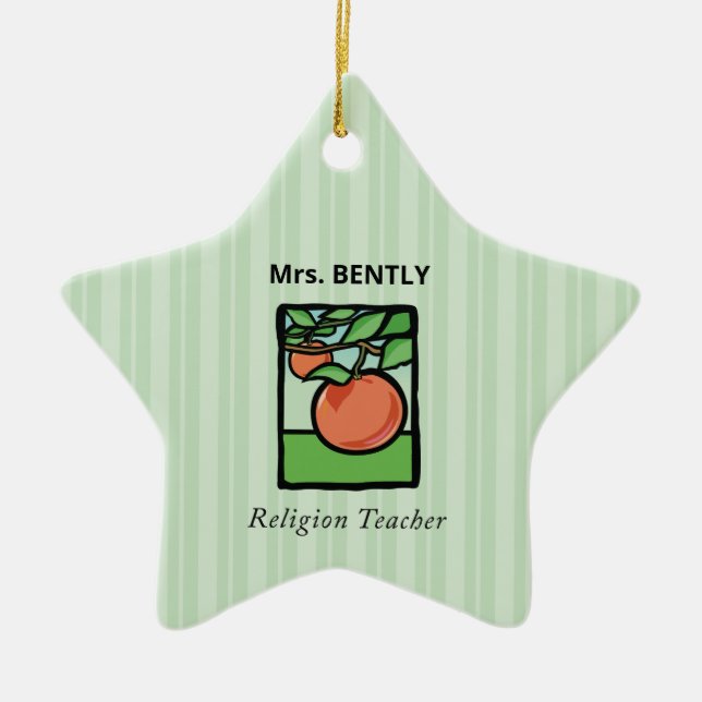 Religious Teacher Thank You, Apple Ceramic Tree Decoration (Front)