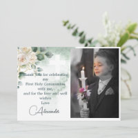 Religious Thank You Photo Gold Roses Green