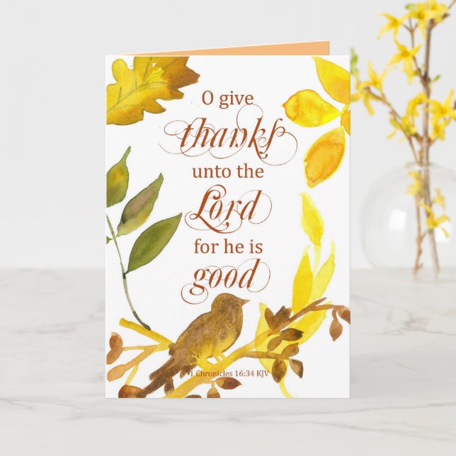 Religious Thanksgiving Bible Scripture Chronicles Card (Yellow Flower)