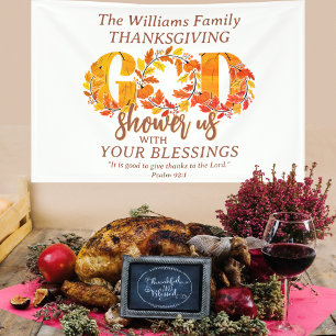 Religious Thanksgiving Dinner Faith Bible Quote Banner